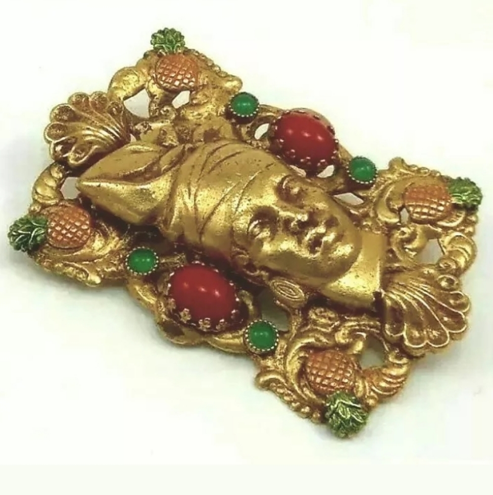 ASKEW LONDON ANTIQUED GOLD PLATED  BLACKAMOOR BROOCH